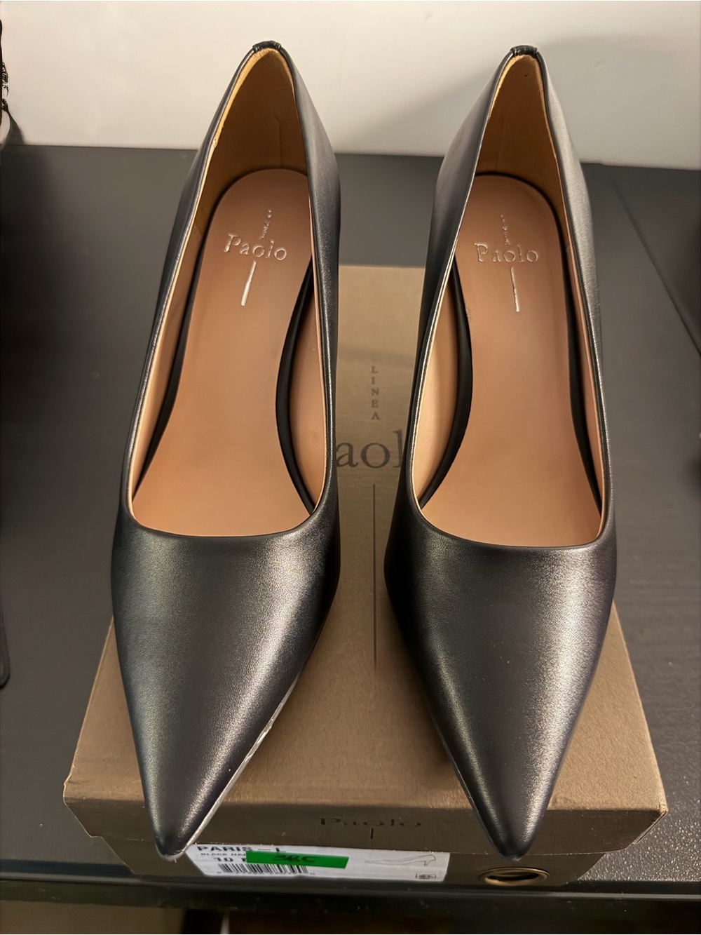 Paolo Black Pointed-Toe Leather Pumps